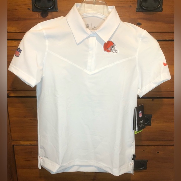 Cleveland Browns Nike NFL Polo Shirt Team Issued White Women’s Size S - Picture 1 of 11